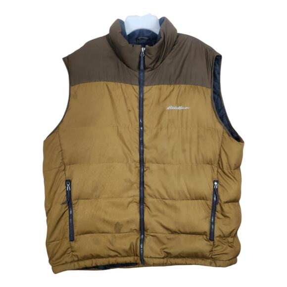 Eddie Bauer Other - Eddie Bauer 650 Down Puffer Vest Mens XL Brown Gold Full Zip Insulated Quilted